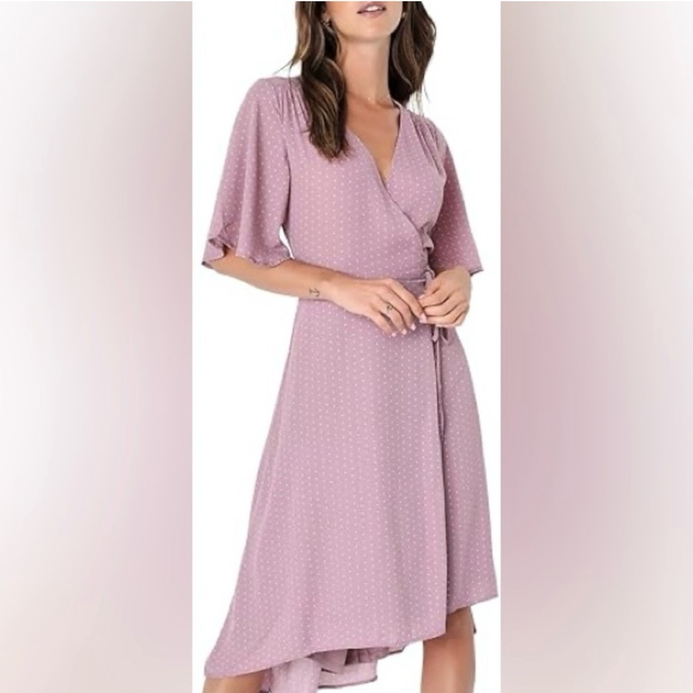 Lulus Mauve Flowy Summer Wrap Dress